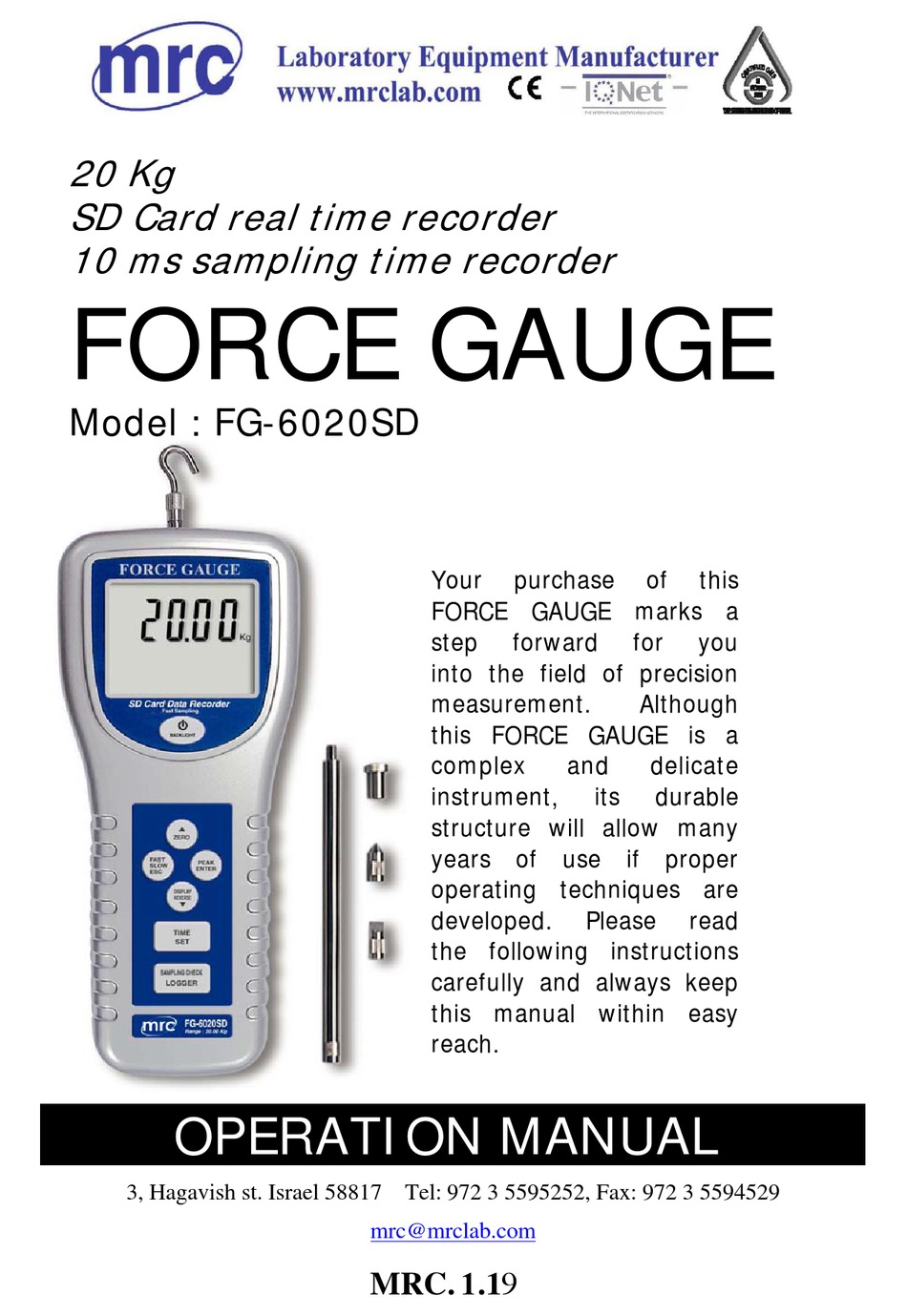 MRC FG6020SD OPERATION MANUAL Pdf Download ManualsLib