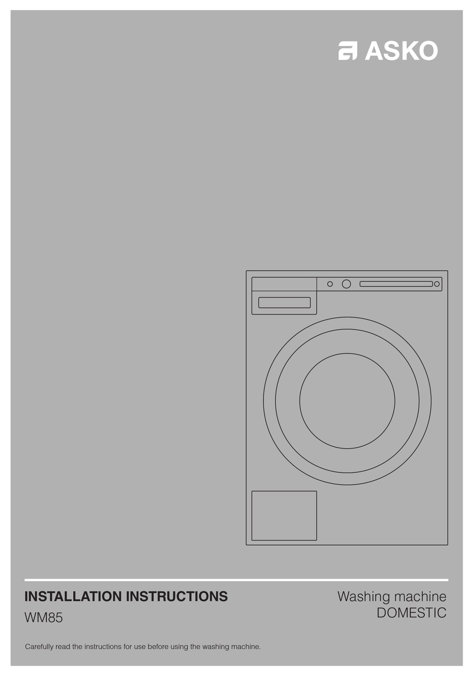 ASKO WM85 INSTALLATION INSTRUCTIONS MANUAL Pdf Download ManualsLib