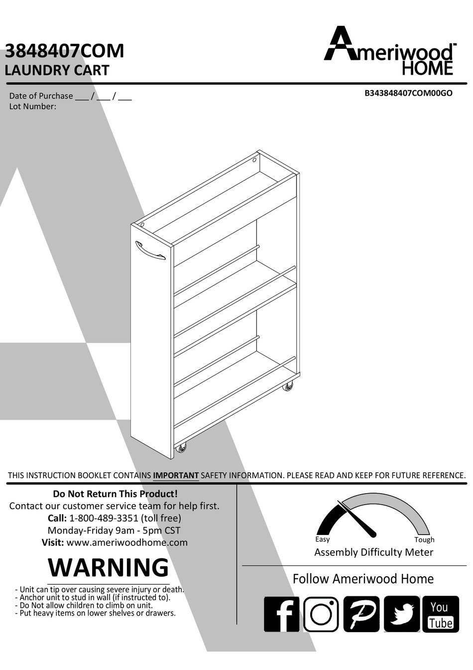 AMERIWOOD HOME ASSEMBLY INSTRUCTION MANUAL Pdf Download