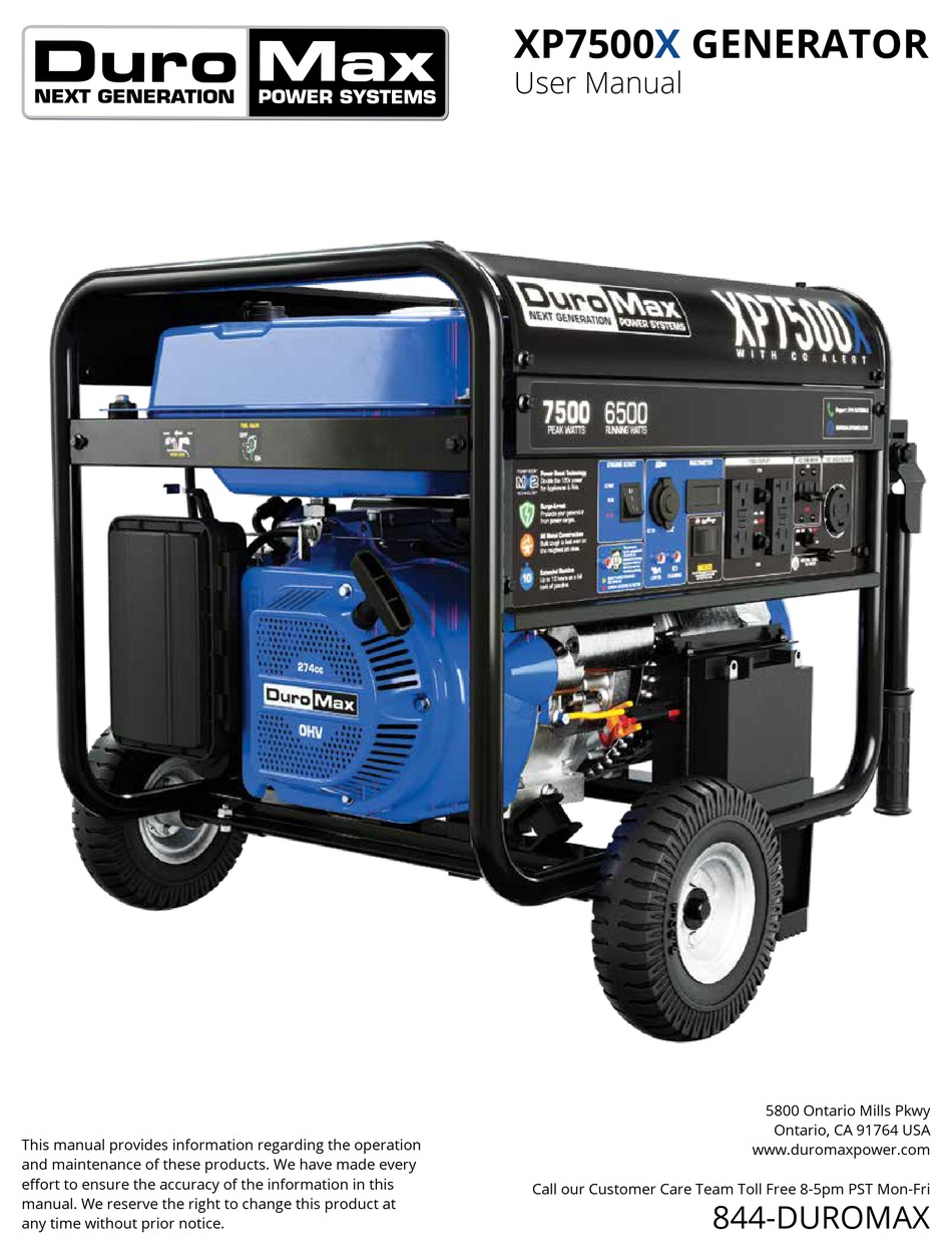 DUROMAX XP7500X USER MANUAL Pdf Download ManualsLib