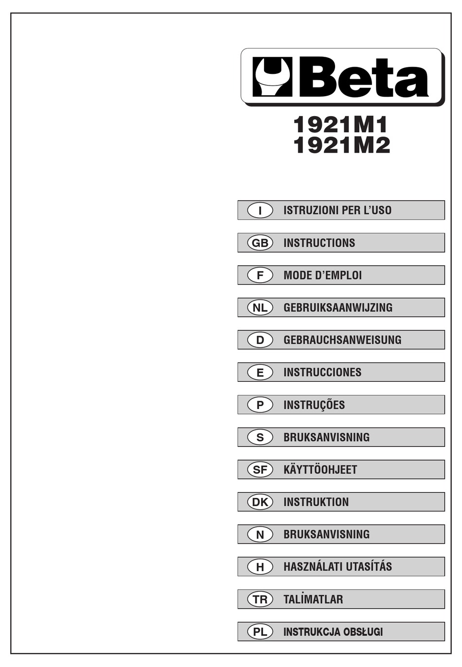 BETA 1921M1 INSTRUCTIONS MANUAL Pdf Download ManualsLib
