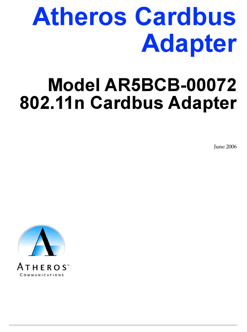 ATHEROS AR5BCB-00072 MANUAL Pdf Download | ManualsLib