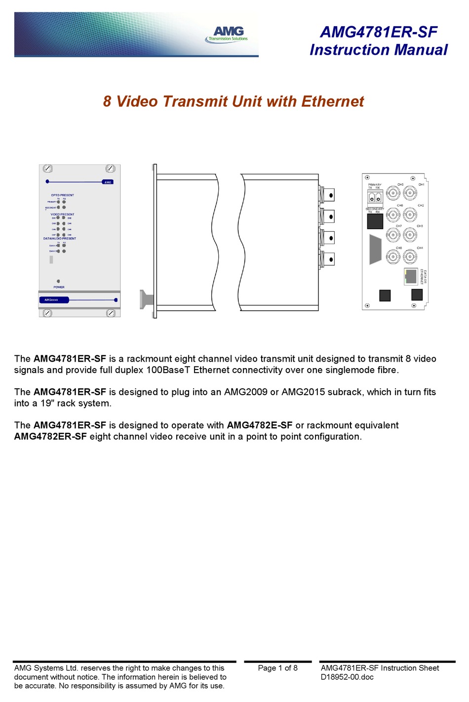 AMG AMG4781ERSF INSTRUCTION MANUAL Pdf Download ManualsLib