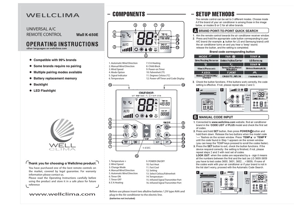 Wellclima Wall K 650e Operating Instructions Pdf Download Manualslib