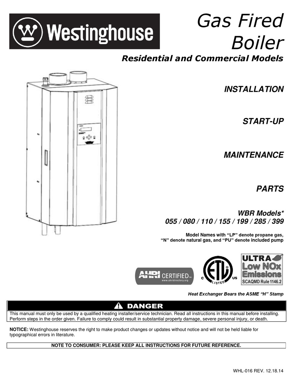 WESTINGHOUSE WBR080 SERIES INSTALLATION, START-UP AND MAINTENANCE ...