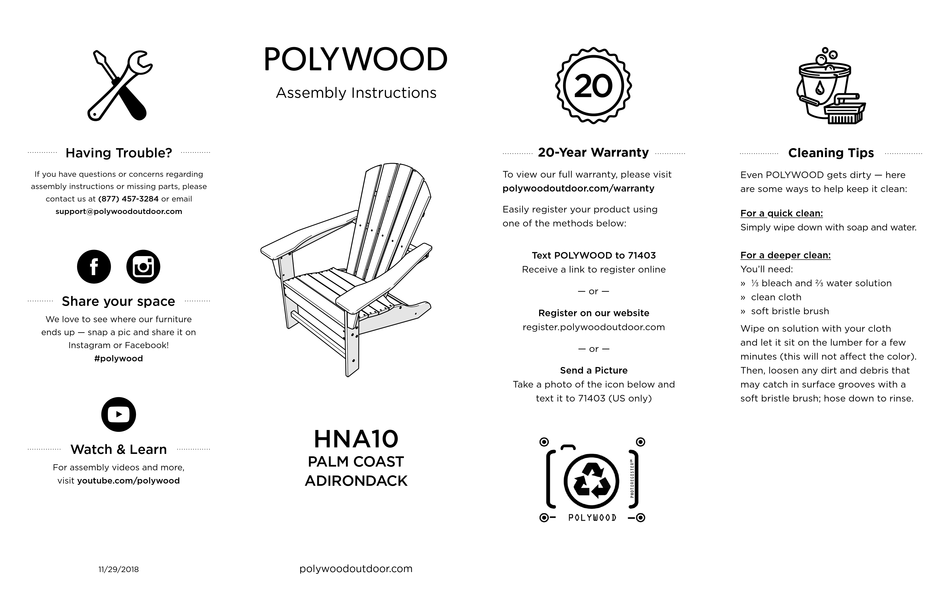 POLYWOOD HNA10 ASSEMBLY INSTRUCTIONS Pdf Download ManualsLib