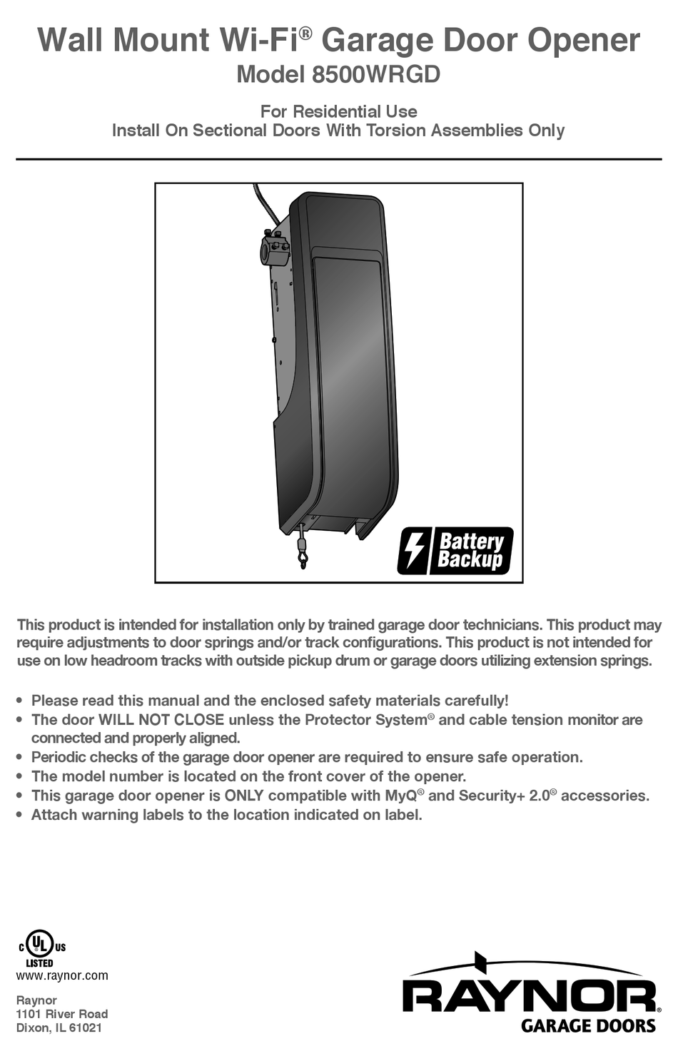 RAYNOR 8500WRGD MANUAL Pdf Download ManualsLib