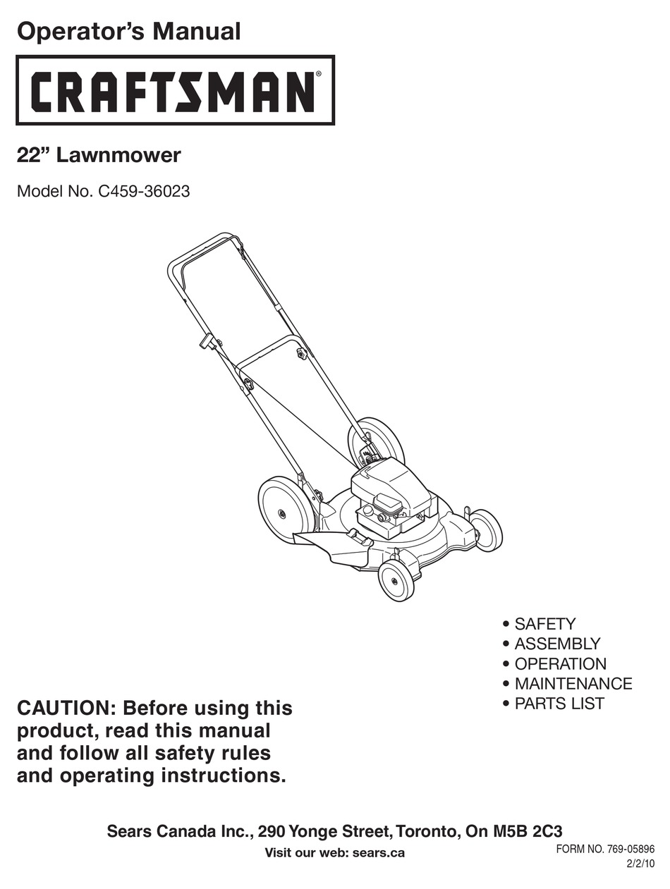 CRAFTSMAN C459-36023 OPERATOR'S MANUAL Pdf Download | ManualsLib