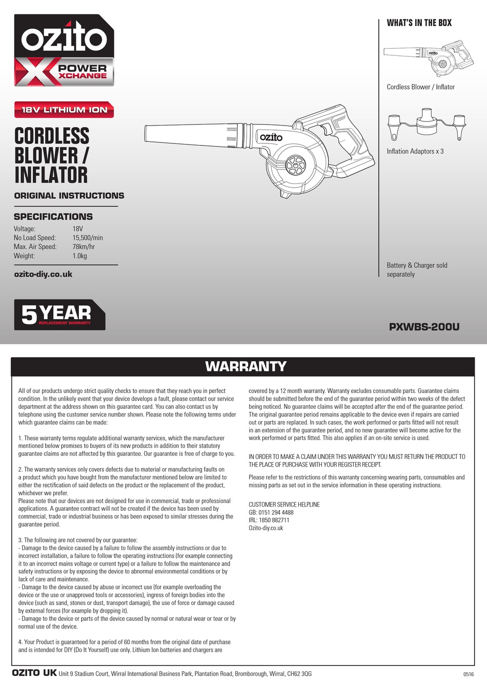 OZITO PXWBS200U ORIGINAL INSTRUCTIONS MANUAL Pdf Download ManualsLib
