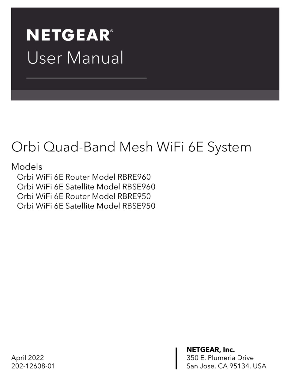 NETGEAR ORBI RBRE950 USER MANUAL Pdf Download ManualsLib