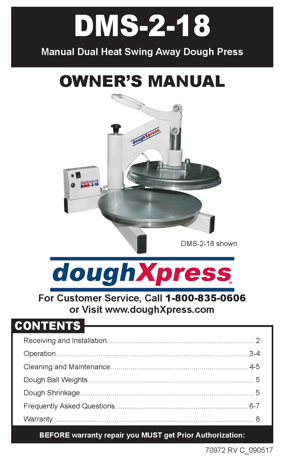 DOUGHXPRESS DMS218 OWNER'S MANUAL Pdf Download ManualsLib
