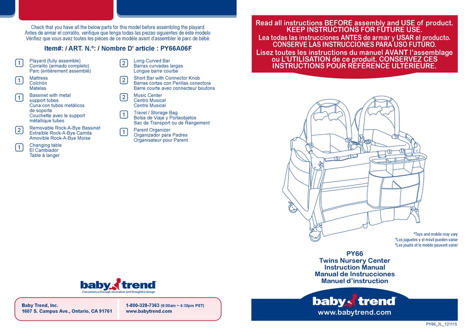 BABY TREND PY66A06F INSTRUCTION MANUAL Pdf Download ManualsLib