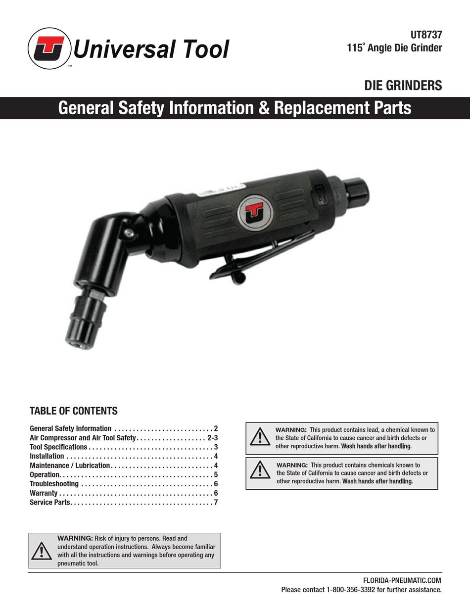 1/4” Die Grinder - Grinders - Florida Pneumatic