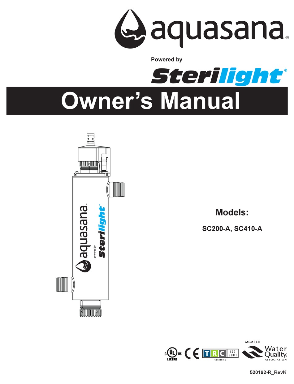 AQUASANA SC200A OWNER'S MANUAL Pdf Download ManualsLib