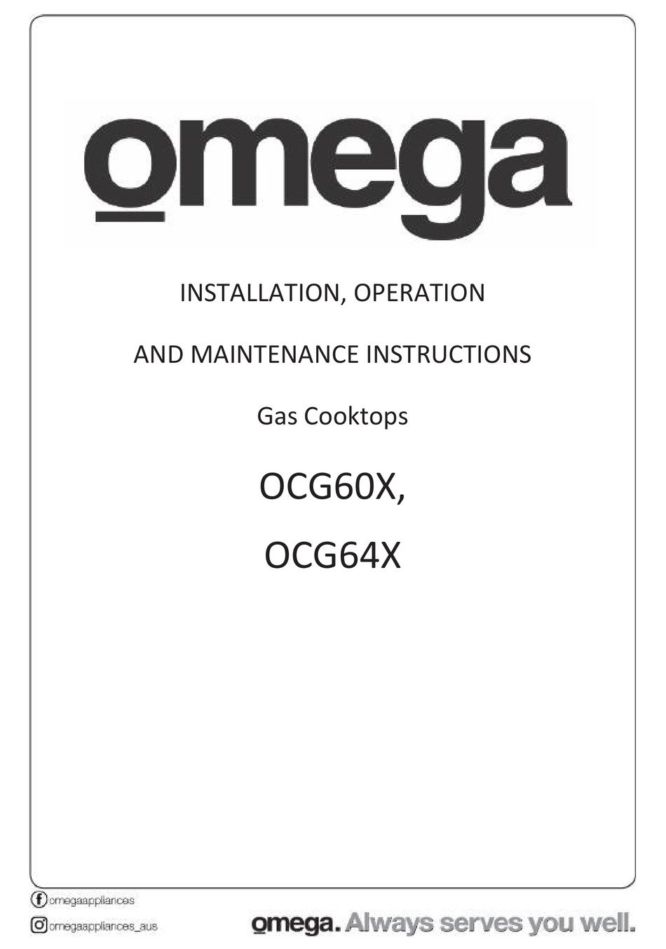 OMEGA OCG60X INSTALLATION, OPERATION AND MAINTENANCE INSTRUCTIONS Pdf