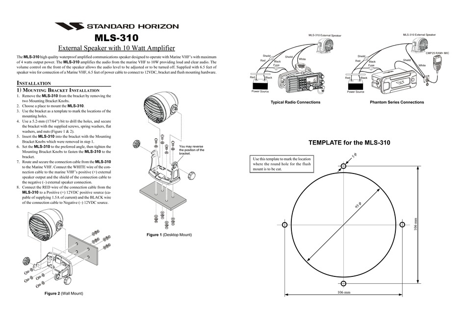 STANDARD HORIZON MLS310 QUICK START MANUAL Pdf Download ManualsLib