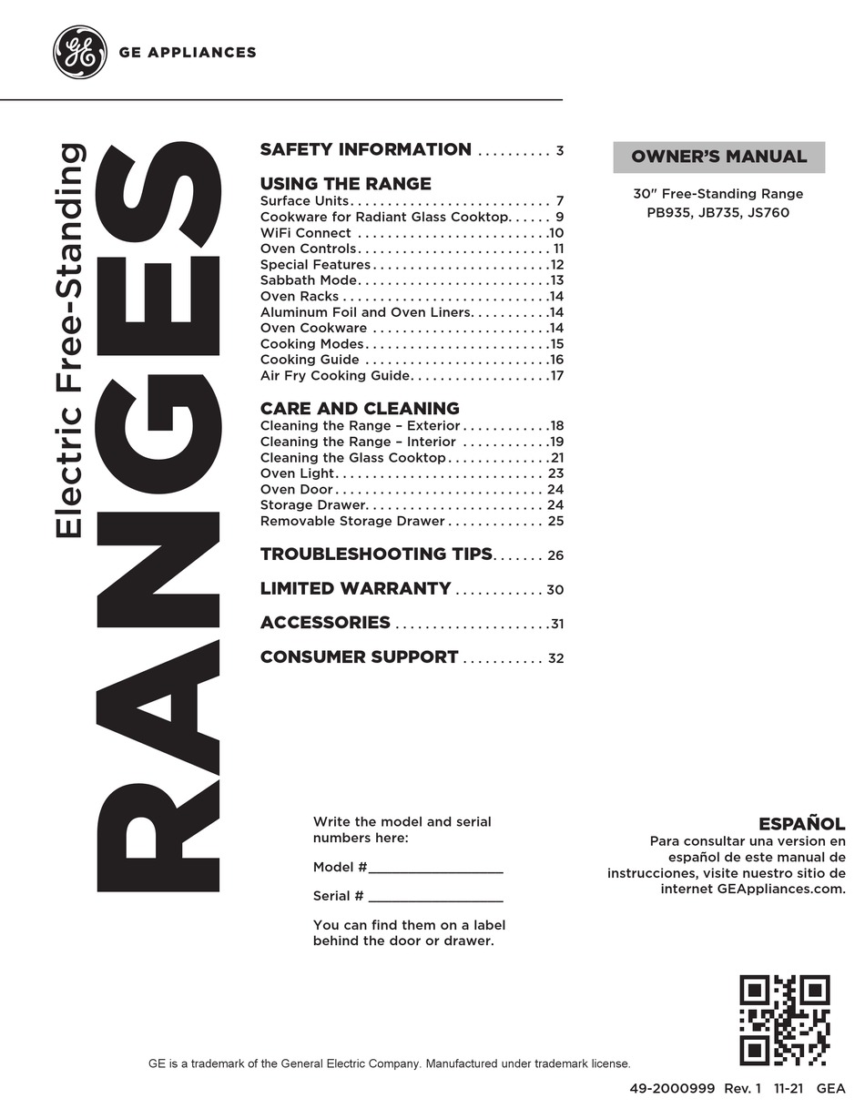 GE JB735 OWNER'S MANUAL Pdf Download ManualsLib