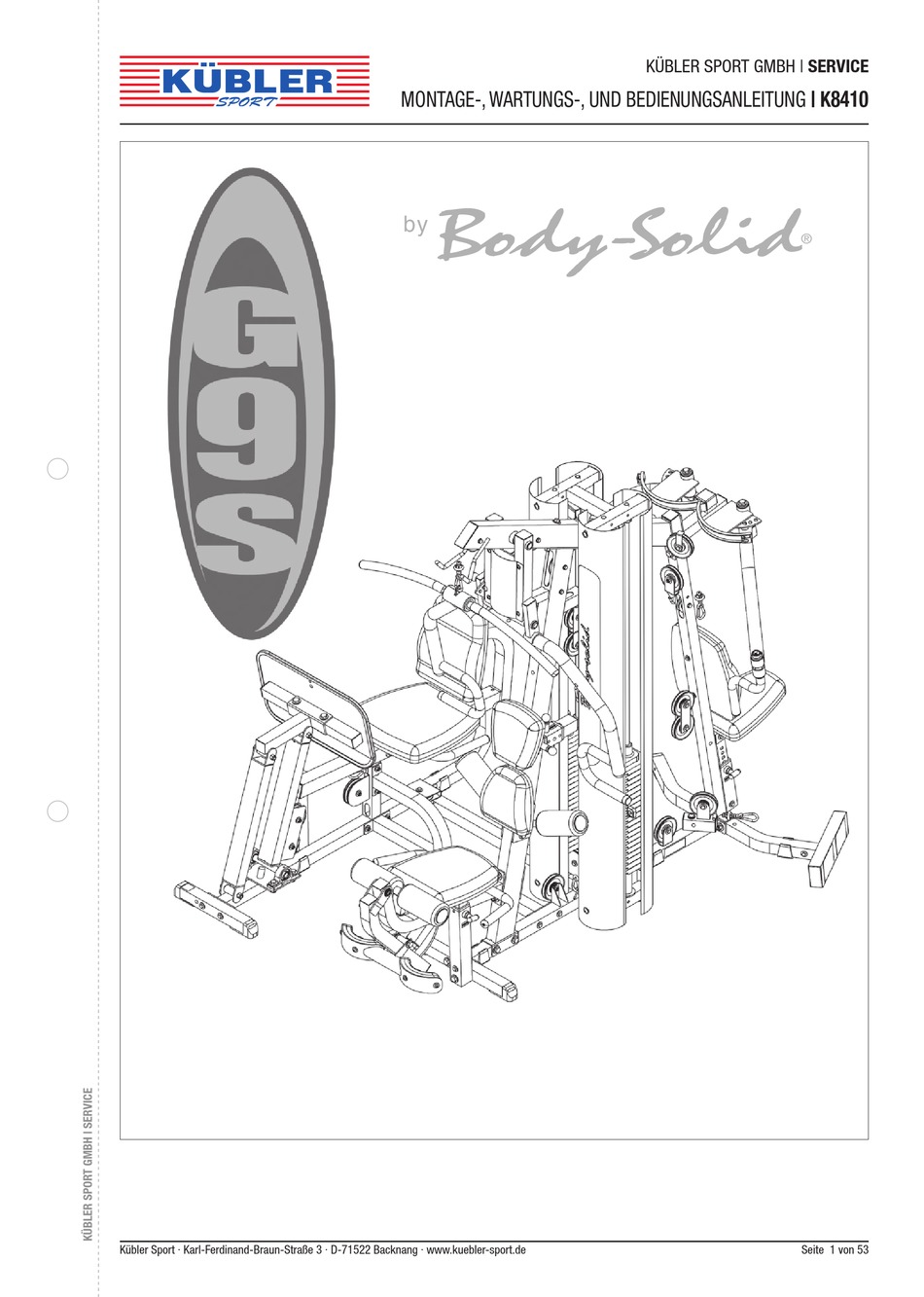 KÜBLER SPORT BODY SOLID G9S MANUAL Pdf Download ManualsLib