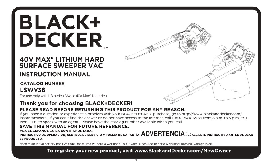 Table Of Contents Black Decker LSWV36 Instruction Manual Page