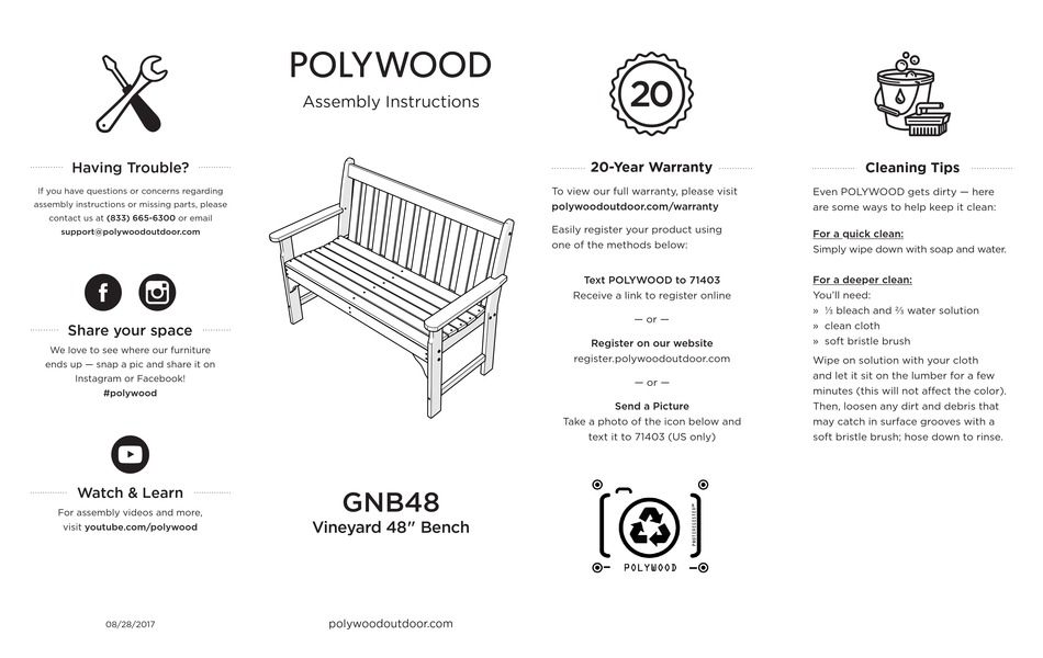 POLYWOOD VINEYARD GNB48 ASSEMBLY INSTRUCTIONS Pdf Download ManualsLib