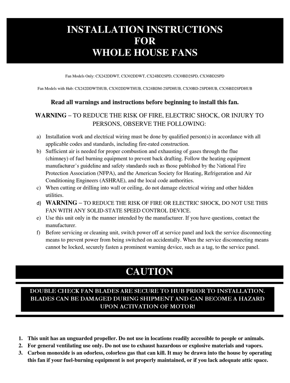 MAXX AIR CX242DDWT INSTALLATION INSTRUCTIONS MANUAL Pdf Download