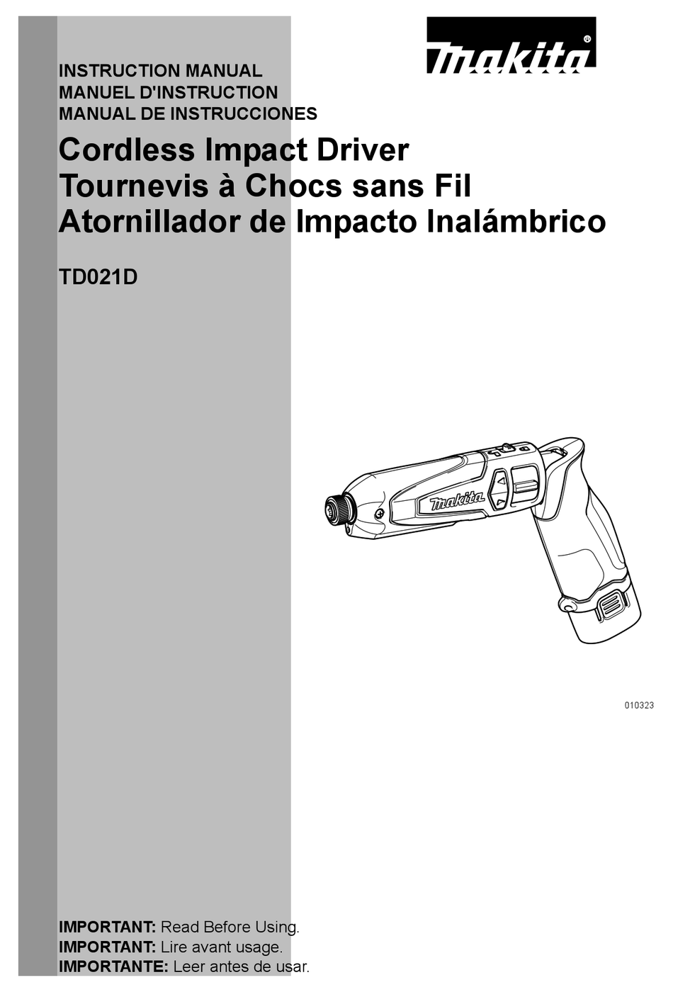 MAKITA TD021 INSTRUCTION MANUAL Pdf Download ManualsLib