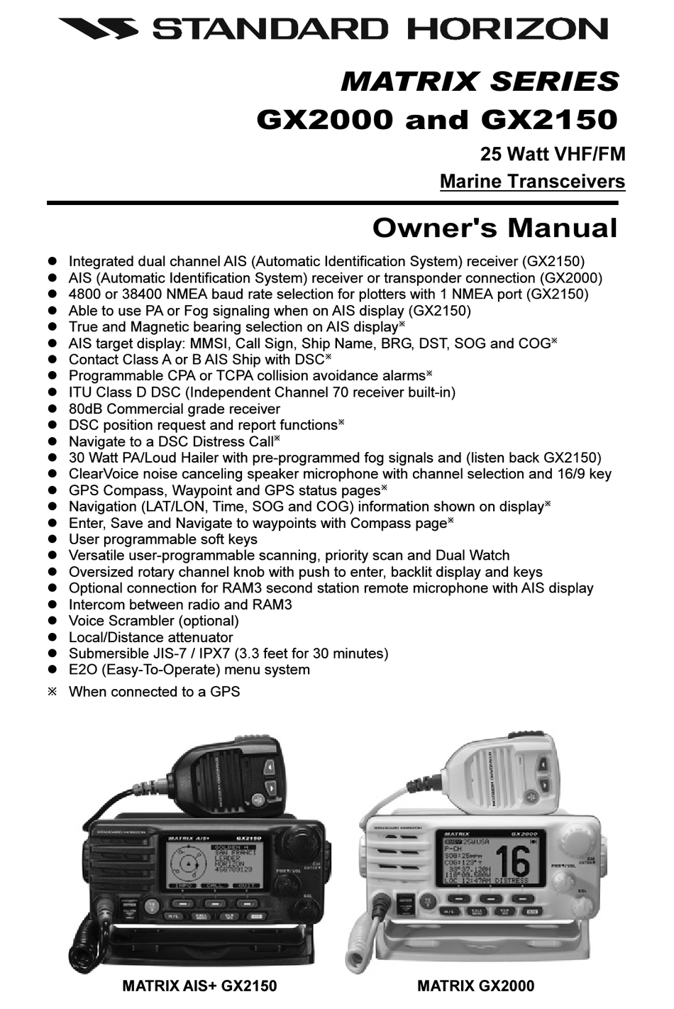 STANDARD HORIZON MATRIX SERIES OWNER'S MANUAL Pdf Download ManualsLib