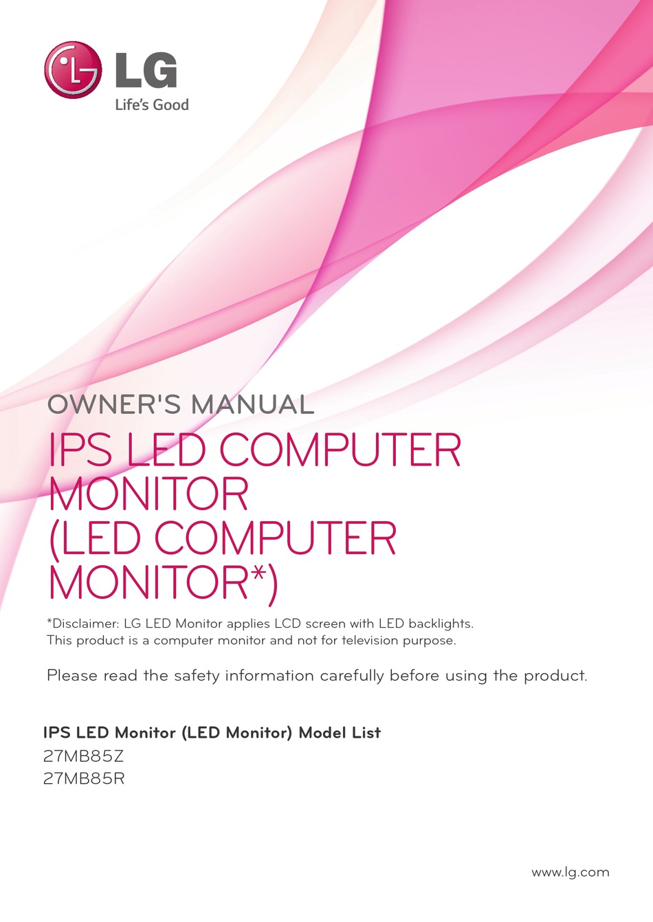 LG 27MB85R OWNER'S MANUAL Pdf Download | ManualsLib