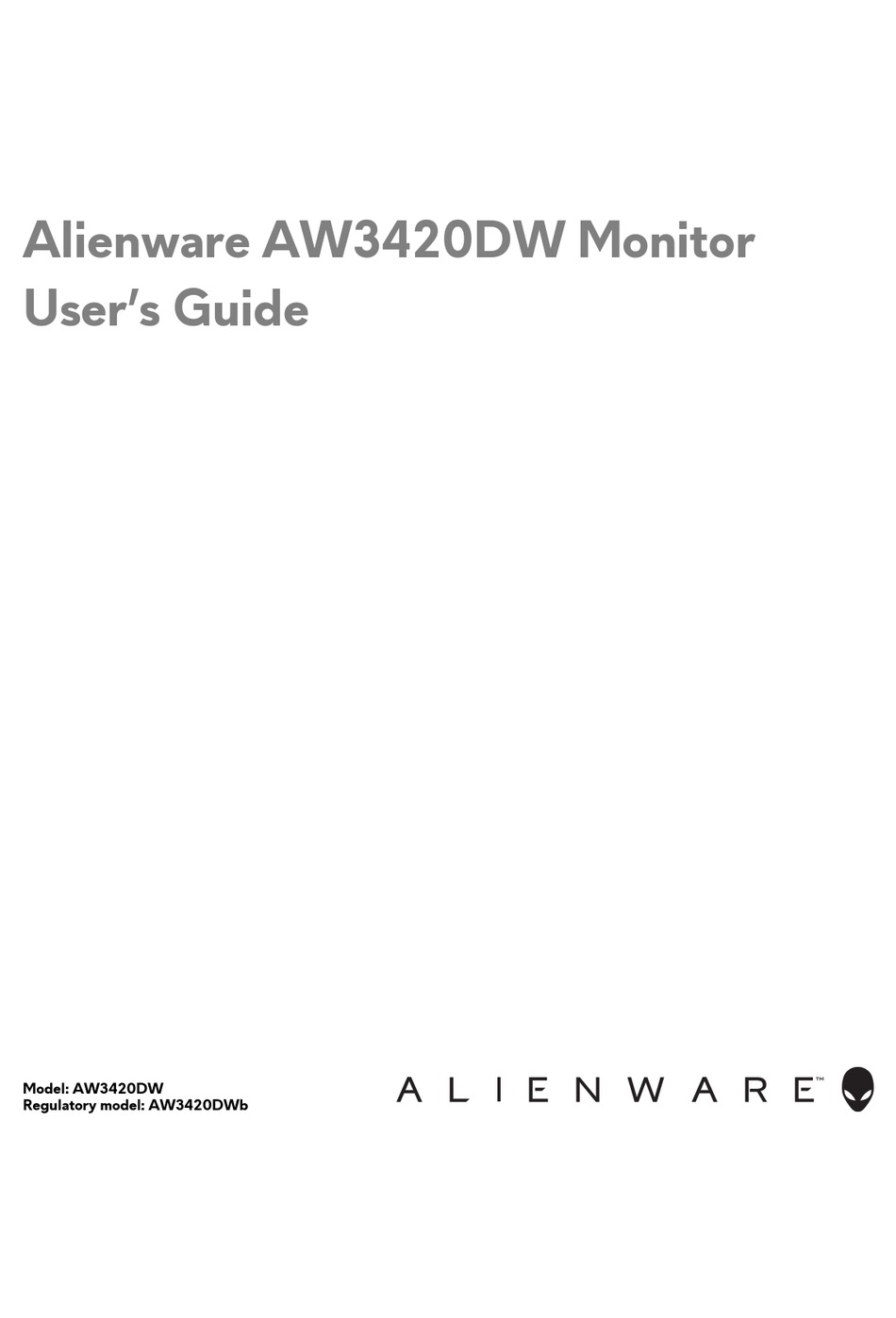 ALIENWARE AW3420DWB USER MANUAL Pdf Download | ManualsLib