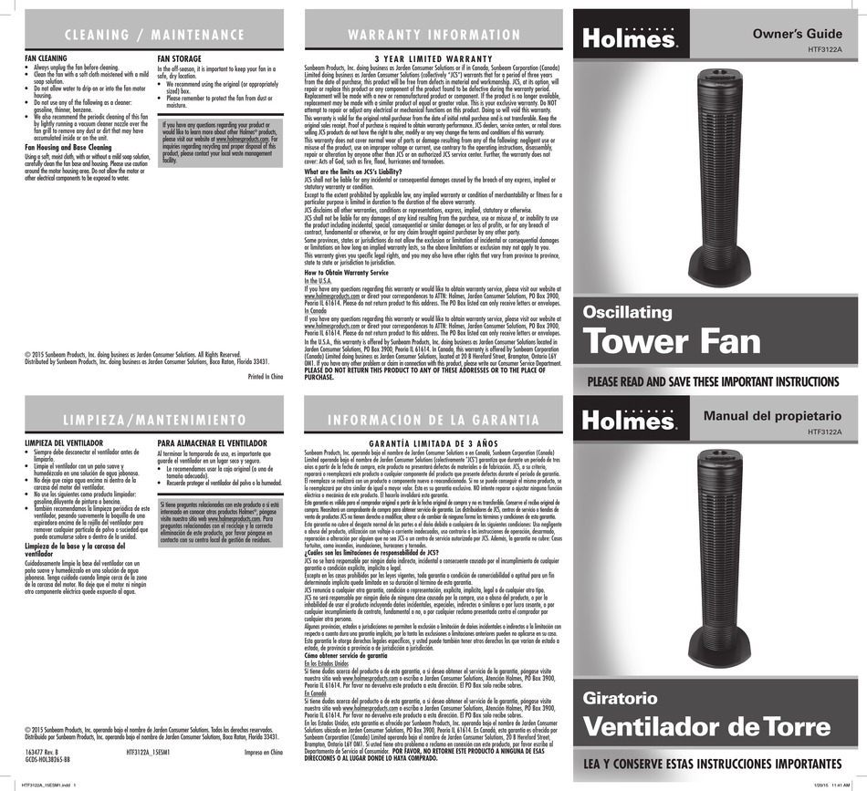 HOLMES HTF3122A OWNER'S MANUAL Pdf Download ManualsLib