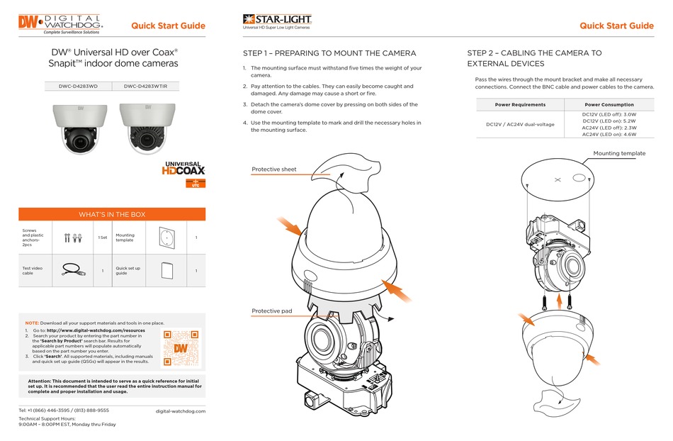DIGITAL WATCHDOG DWCD4283WTIR QUICK START MANUAL Pdf Download ManualsLib