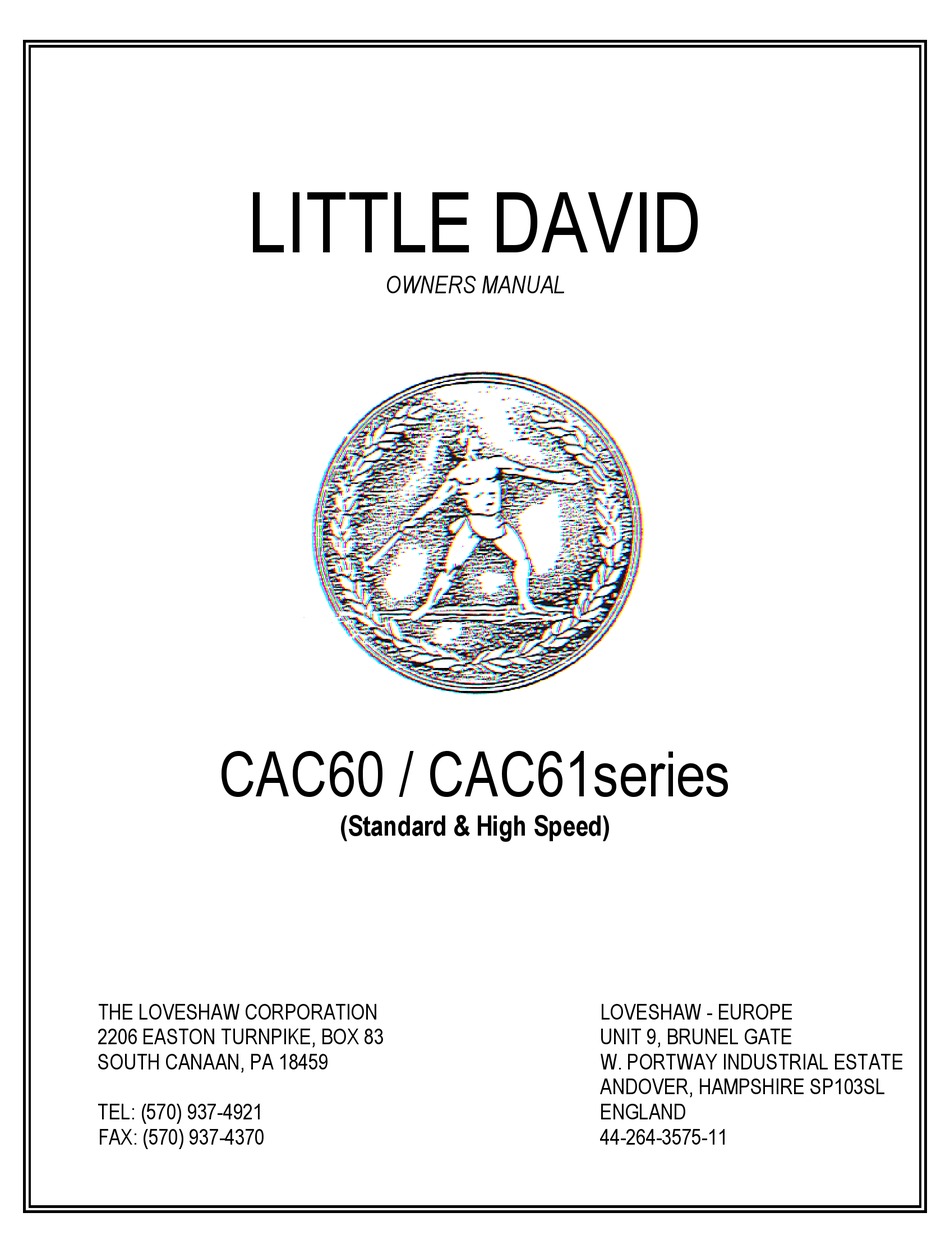 LOVESHAW LITTLE DAVID CAC60 SERIES OWNER