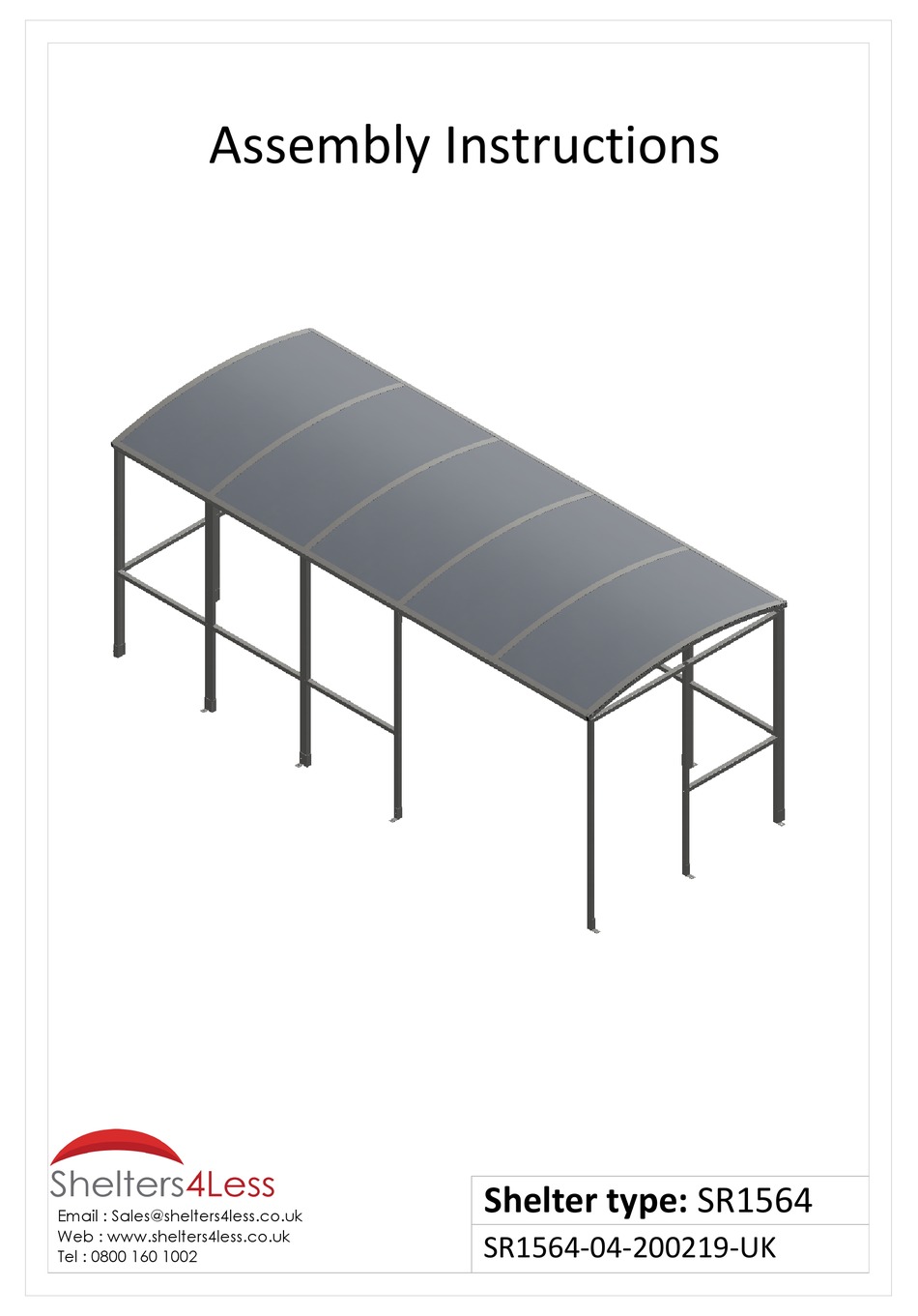 SHELTERS4LESS SR1564 ASSEMBLY INSTRUCTIONS MANUAL Pdf Download ManualsLib