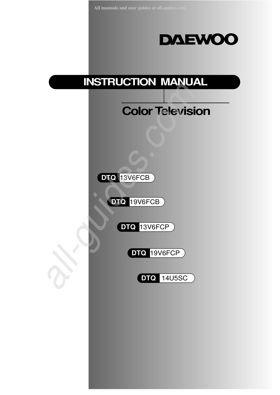 DAEWOO DTQ13V6FCB INSTRUCTION MANUAL Pdf Download ManualsLib
