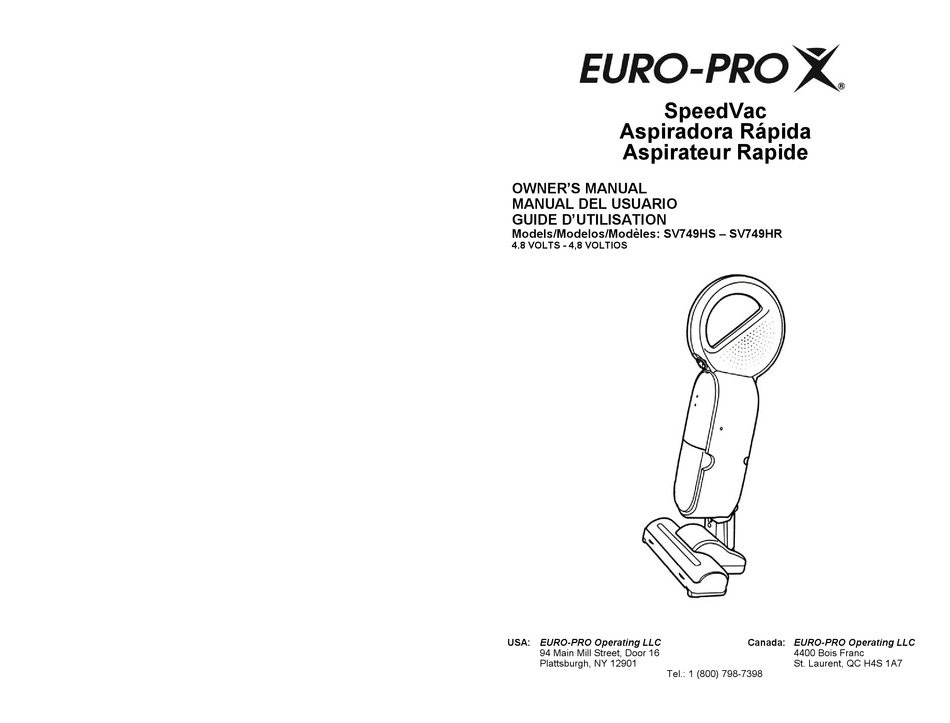 EUROPRO SV749HS OWNER'S MANUAL Pdf Download ManualsLib