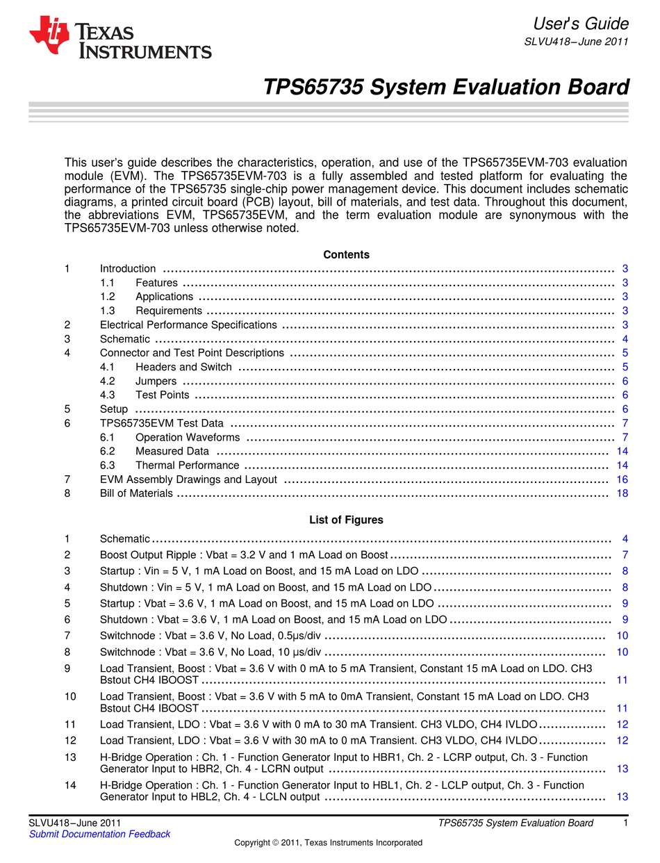 TEXAS INSTRUMENTS TPS65735EVM-703 USER MANUAL Pdf Download | ManualsLib