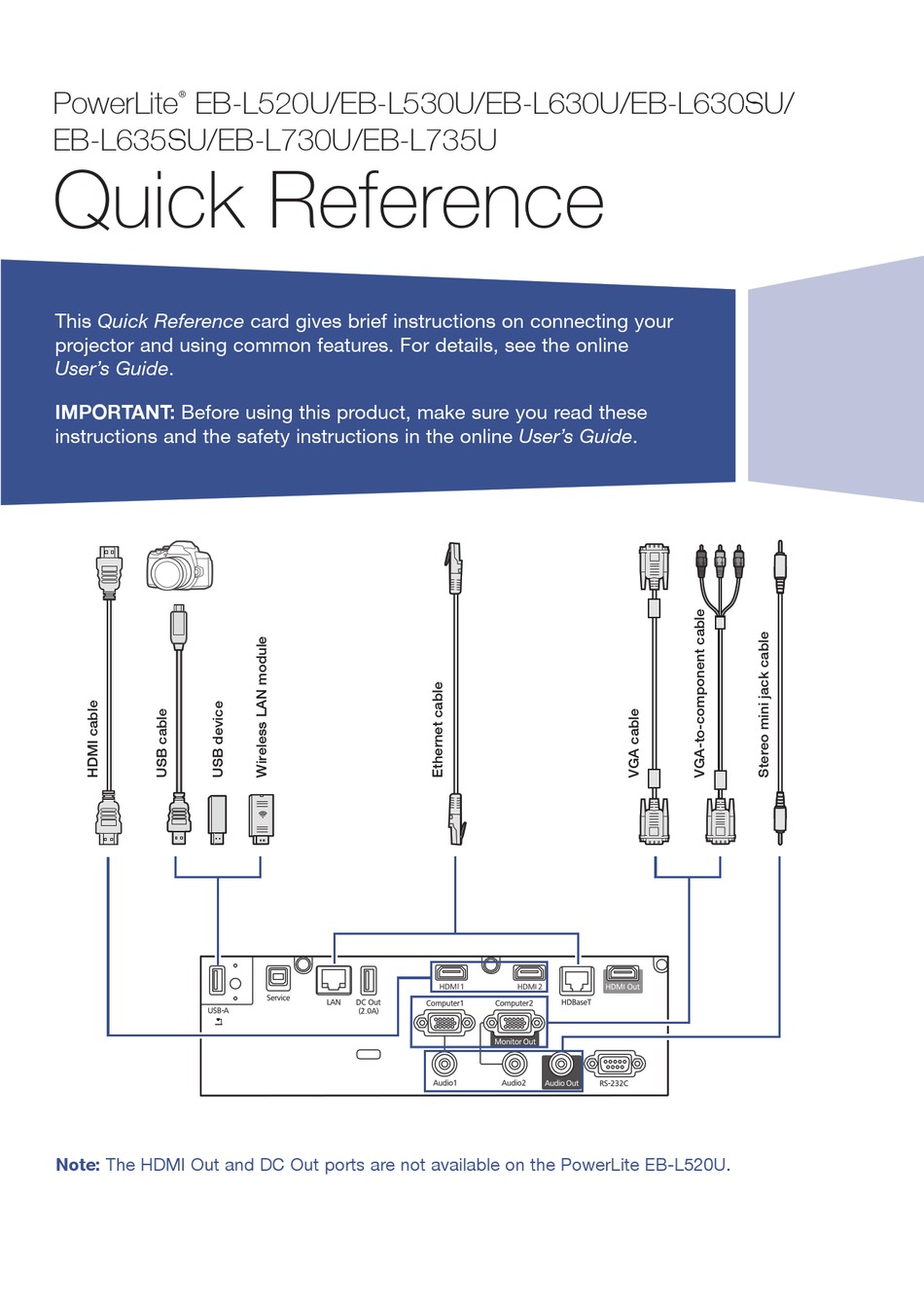 EPSON POWERLITE EBL530U QUICK REFERENCE Pdf Download ManualsLib