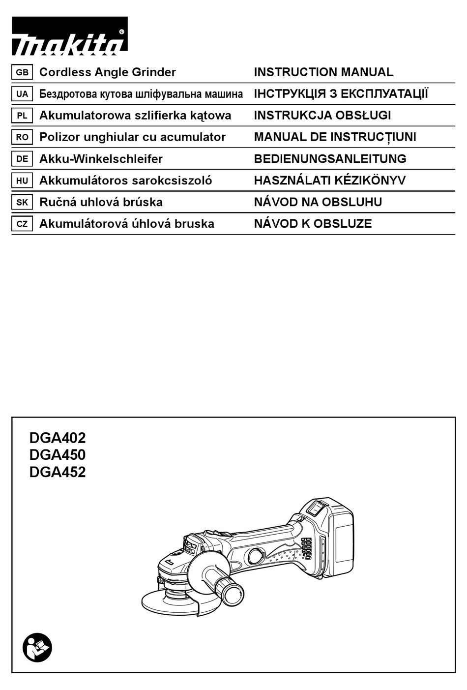 MAKITA DGA452 INSTRUCTION MANUAL Pdf Download | ManualsLib