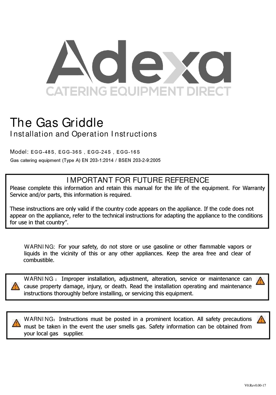 ADEXA EGG48S ASSEMBLY, INSTALLATION AND OPERATION INSTRUCTIONS Pdf