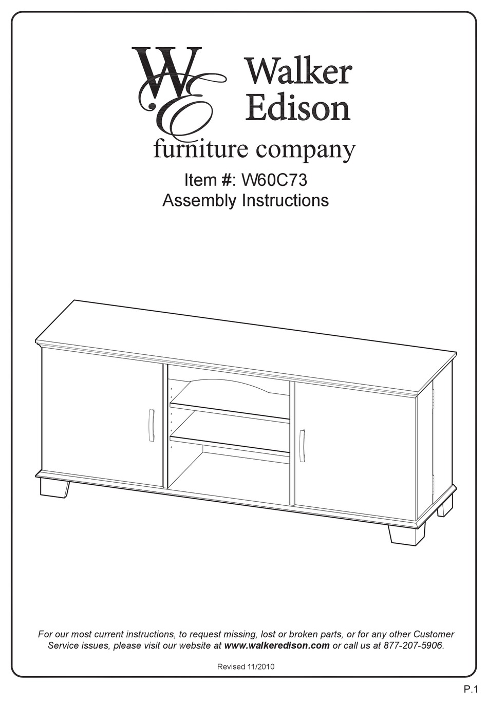 WALKER EDISON W60C73 ASSEMBLY INSTRUCTIONS MANUAL Pdf Download ManualsLib