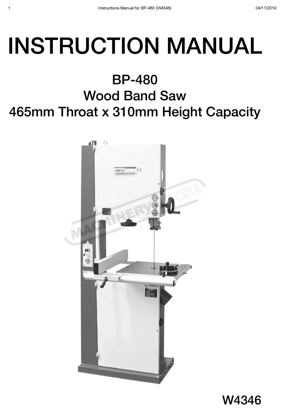 HAFCO WOODMASTER W4346 INSTRUCTION MANUAL Pdf Download ManualsLib