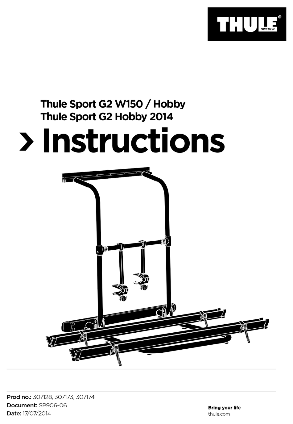 THULE SPORT G2 W150 INSTRUCTIONS MANUAL Pdf Download ManualsLib
