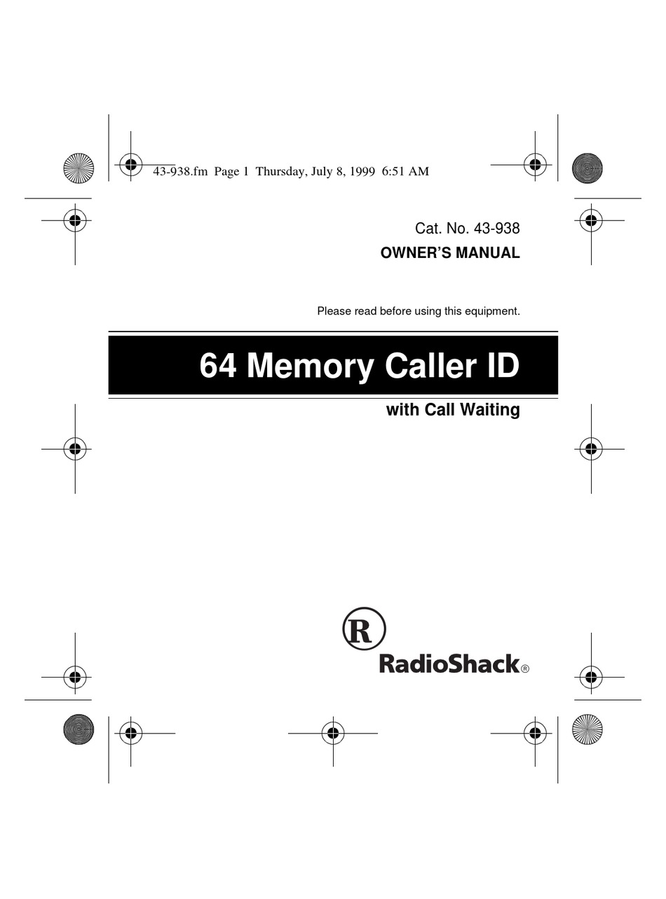 Radio Shack 43 938 Owner S Manual Pdf Download Manualslib