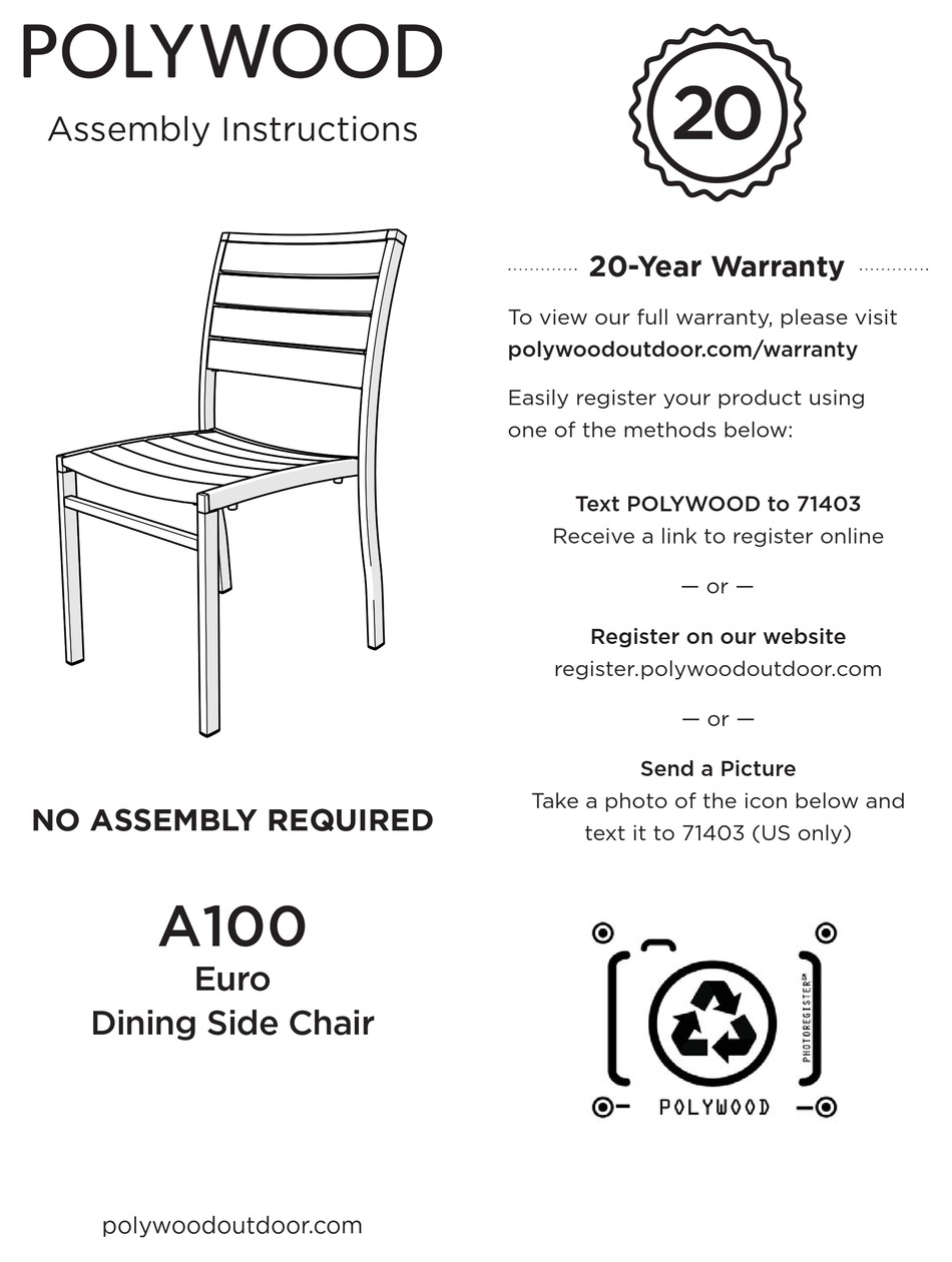 POLYWOOD EURO PWA100 ASSEMBLY INSTRUCTIONS Pdf Download ManualsLib