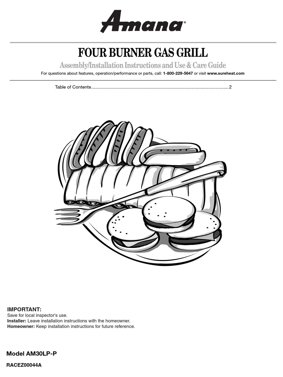 AMANA AM30LPP ASSEMBLY, INSTALLATION INSTRUCTIONS AND USE & CARE