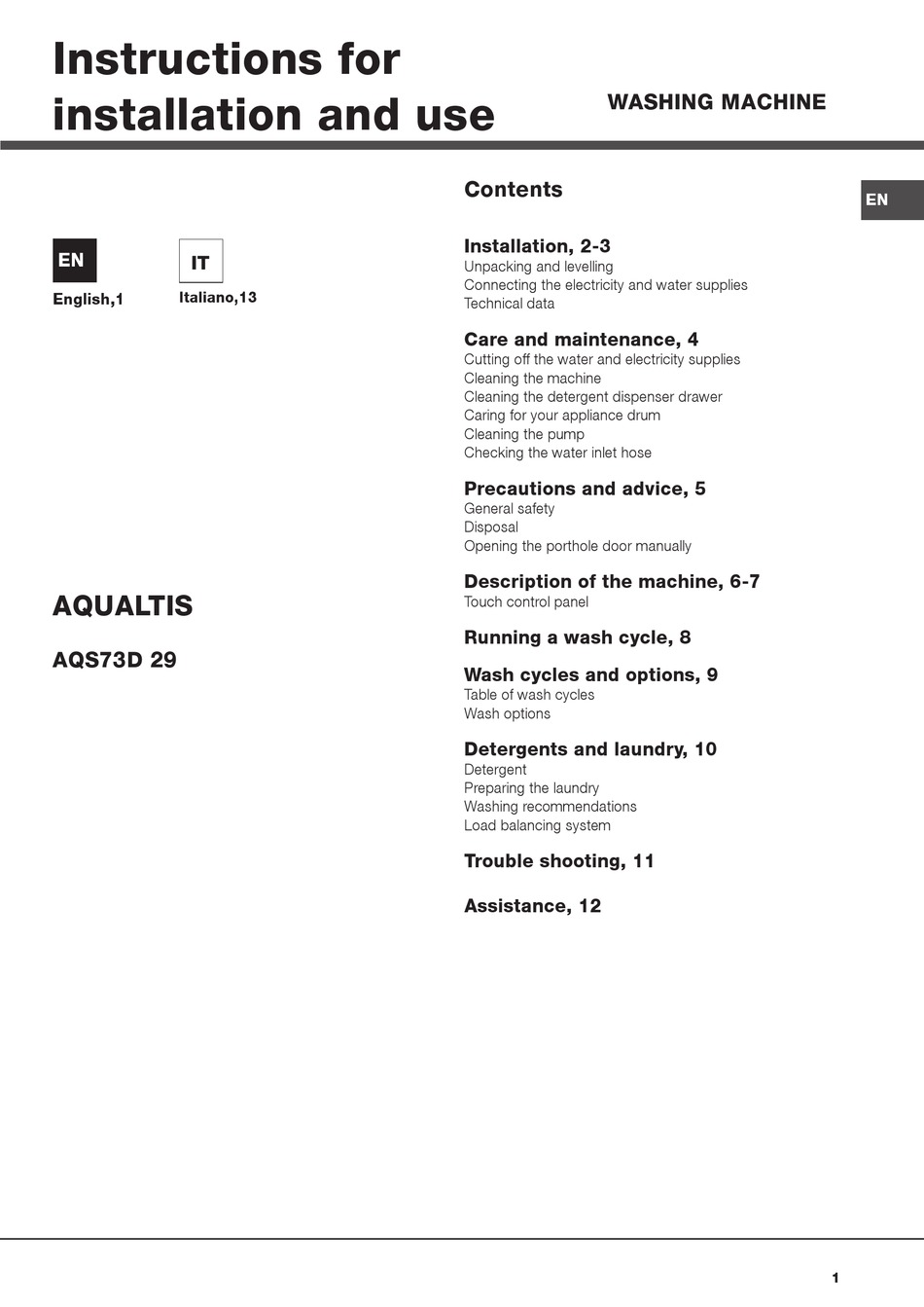 hotpoint-aqualtis-aqs73d-29-instructions-for-installation-and-use