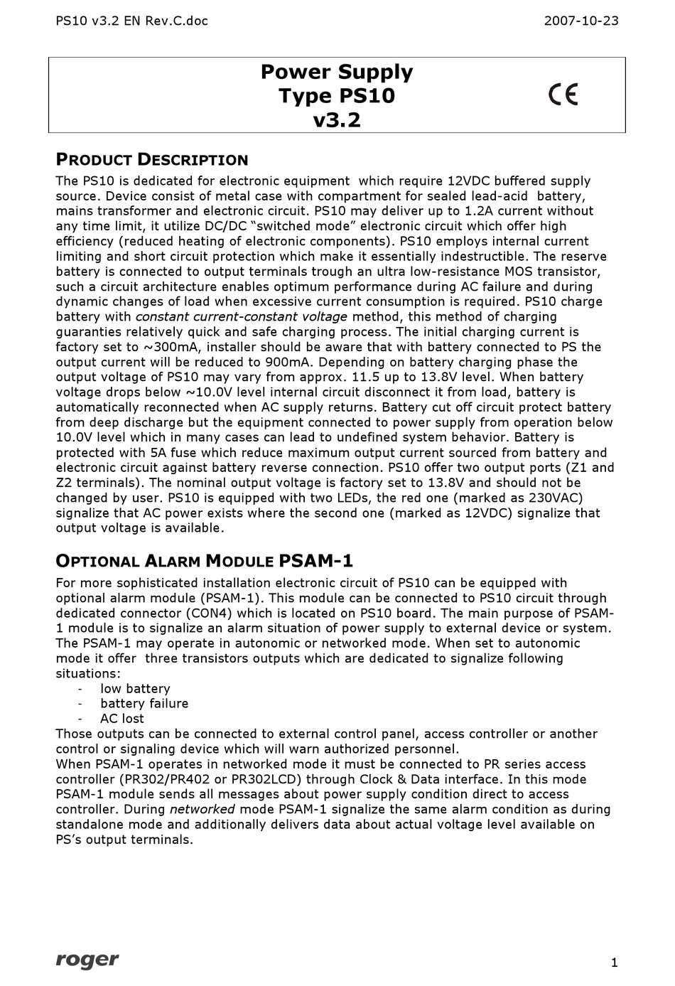 ROGER PS10 MANUAL Pdf Download | ManualsLib