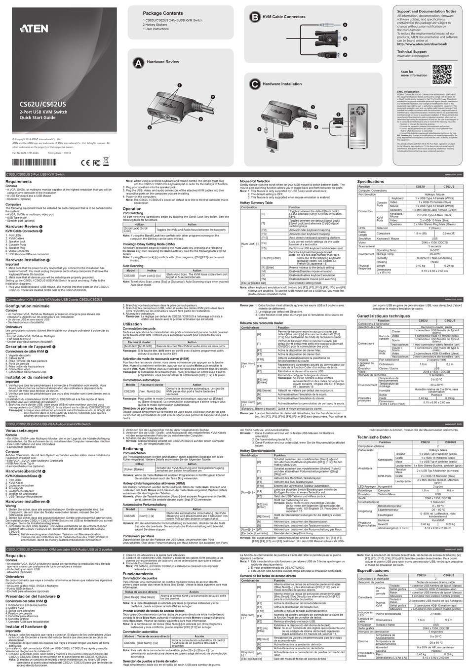 ATEN CS62USAT QUICK START MANUAL Pdf Download ManualsLib