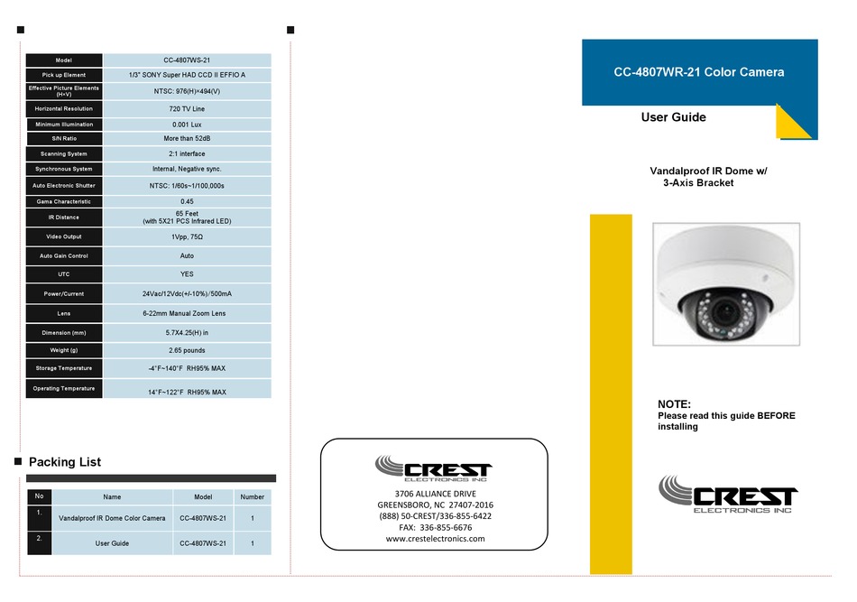 CREST ELECTRONICS CC4807WR21 USER MANUAL Pdf Download ManualsLib