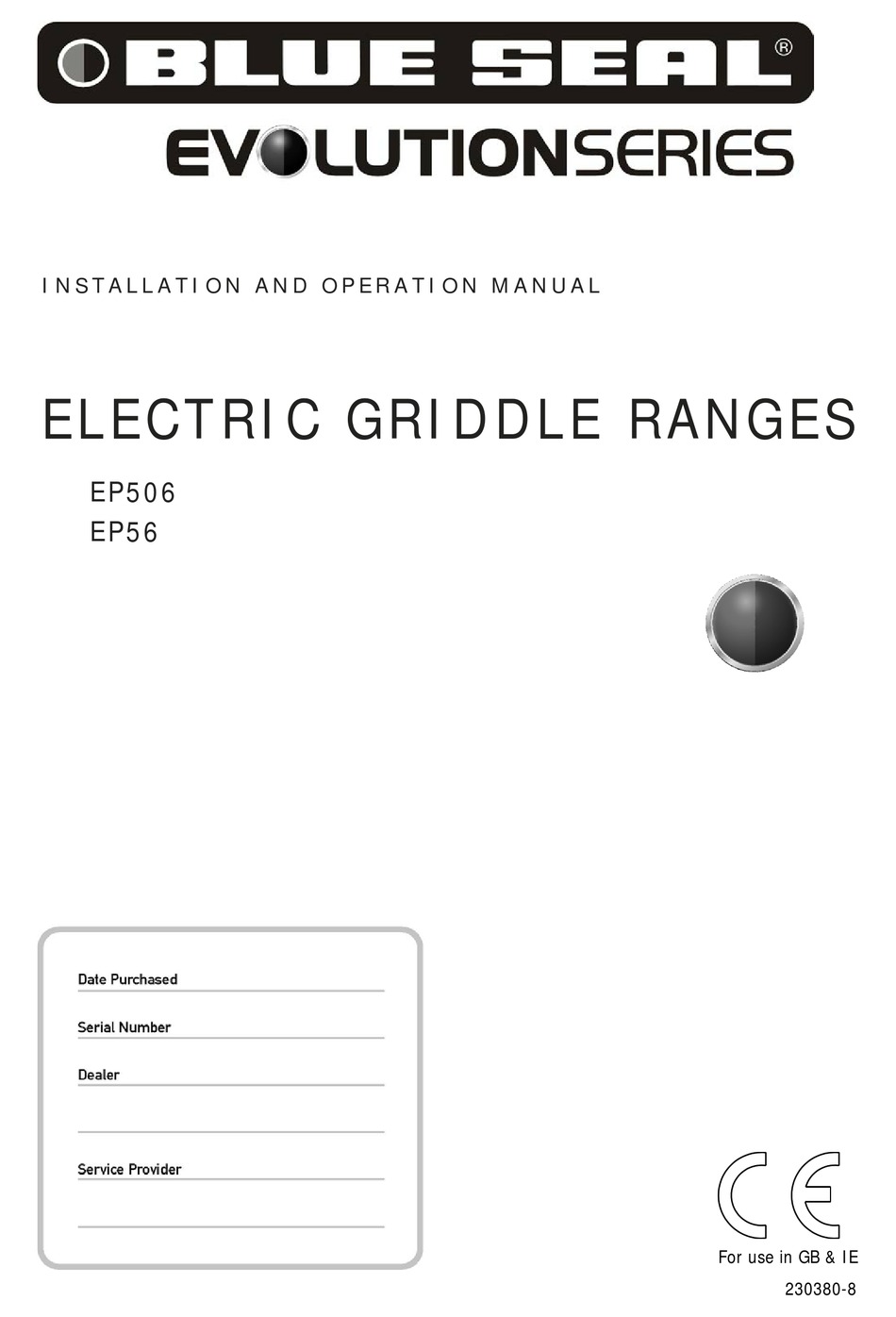 BLUE SEAL EP506 INSTALLATION AND OPERATION MANUAL Pdf Download ManualsLib